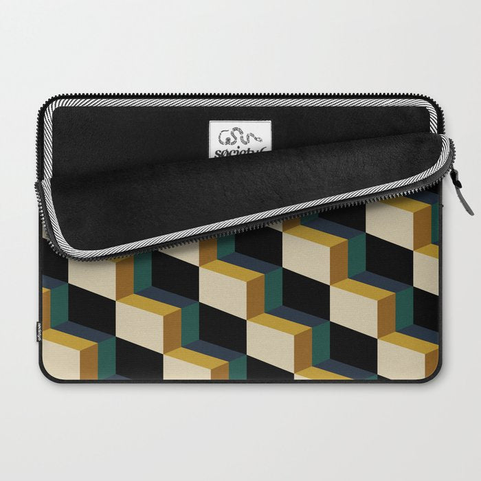 Cuboid Mid Century Abstract Shapes Pattern I Laptop Sleeve Gallery Image 2