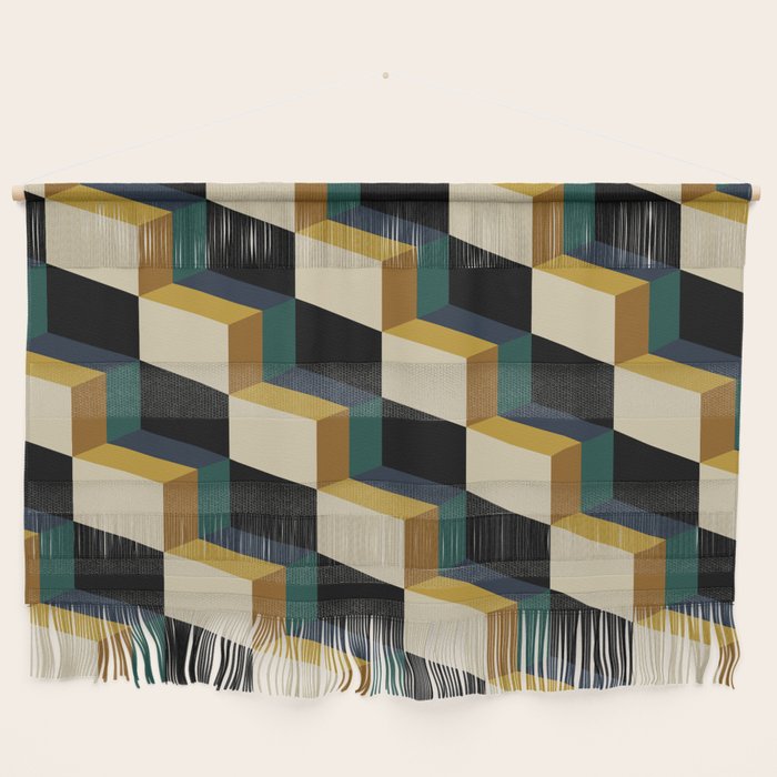 Cuboid Mid Century Abstract Shapes Pattern I Wall Hanging Gallery Image 1