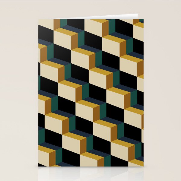 Cuboid Mid Century Abstract Shapes Pattern I Stationery Card Gallery Image 1