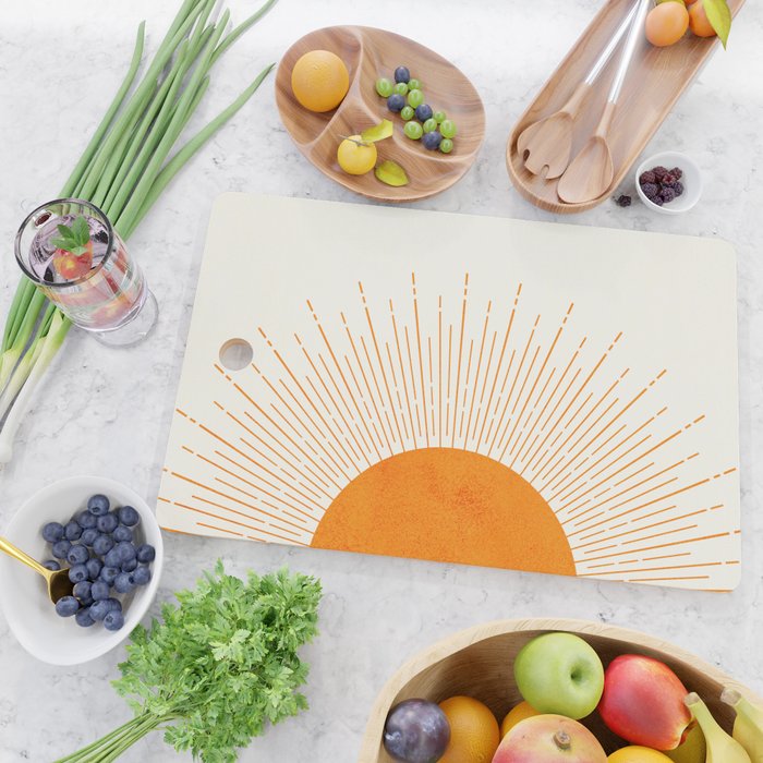 Orange Sunburst Boho Midcentury Cutting Board Gallery Image 2