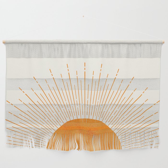 Orange Sunburst Boho Midcentury Wall Hanging Gallery Image 1