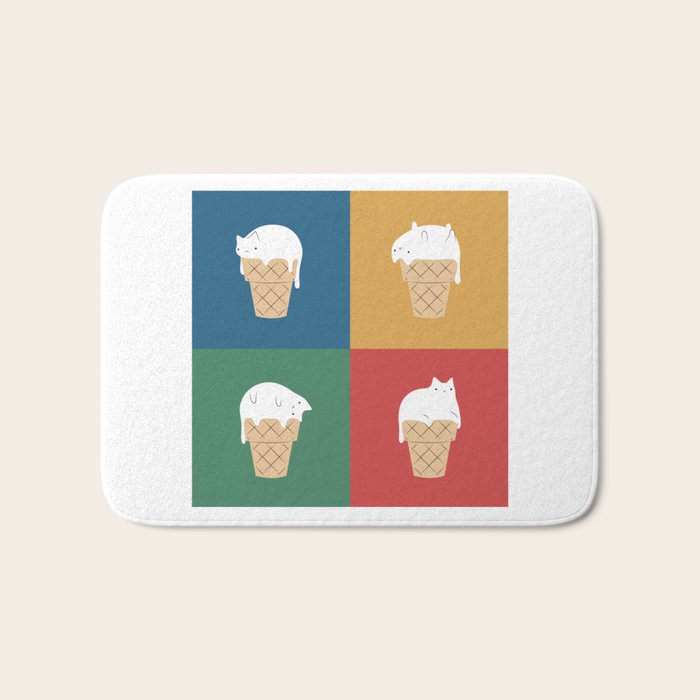 Cat Ice Cream 2x2 Bath Mat Gallery Image 1