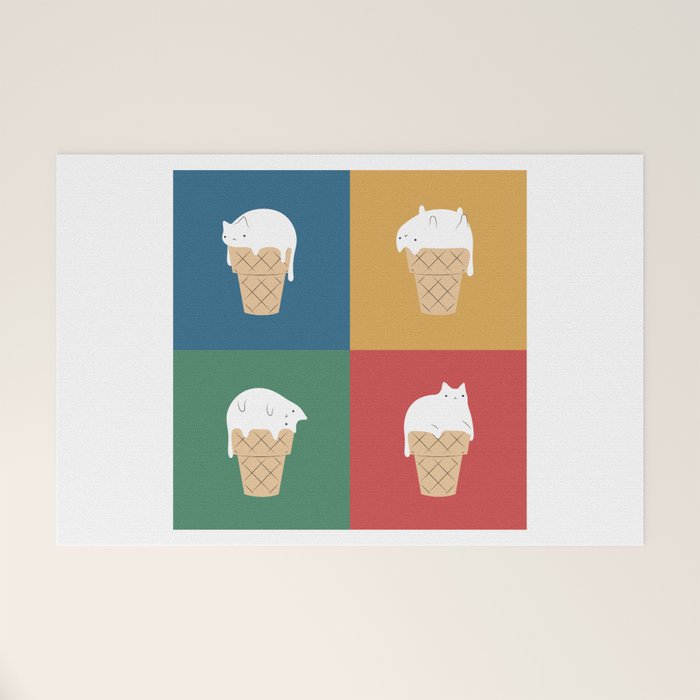 Cat Ice Cream 2x2 Welcome Mat Gallery Image 1