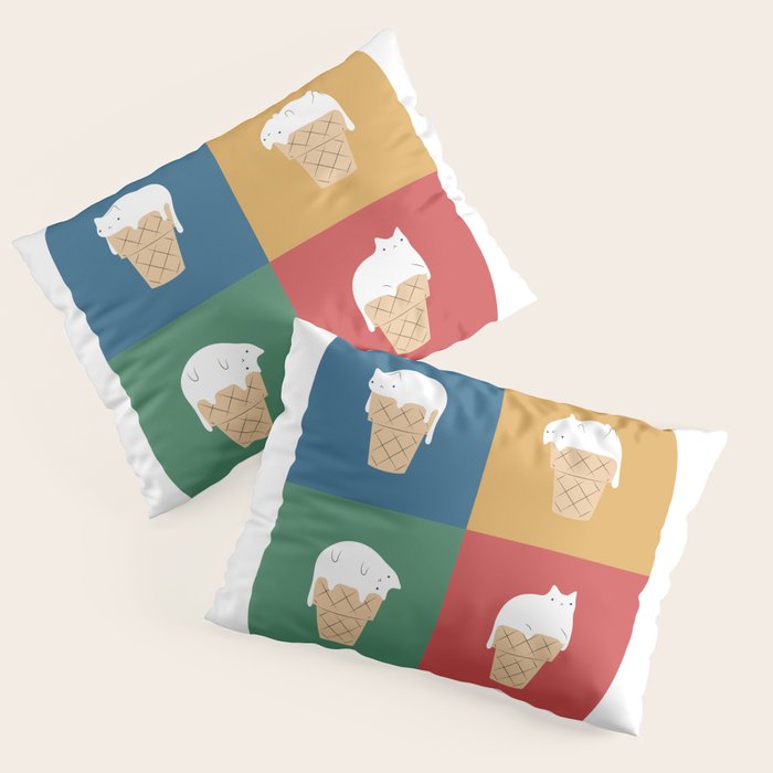 Cat Ice Cream 2x2 Pillow Sham Gallery Image 1