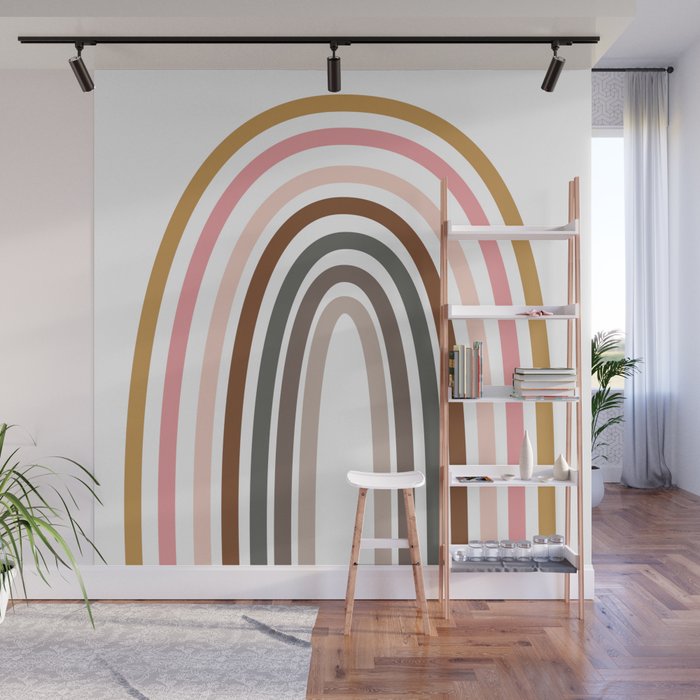 Whimsical Rainbow in Earthy Colors Wall Mural Gallery Image 1