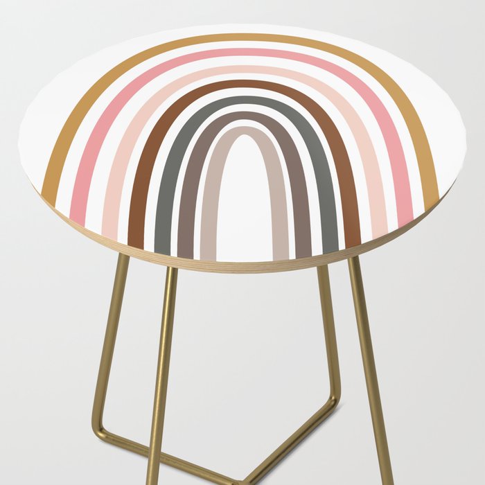 Whimsical Rainbow in Earthy Colors Side Table Gallery Image 2
