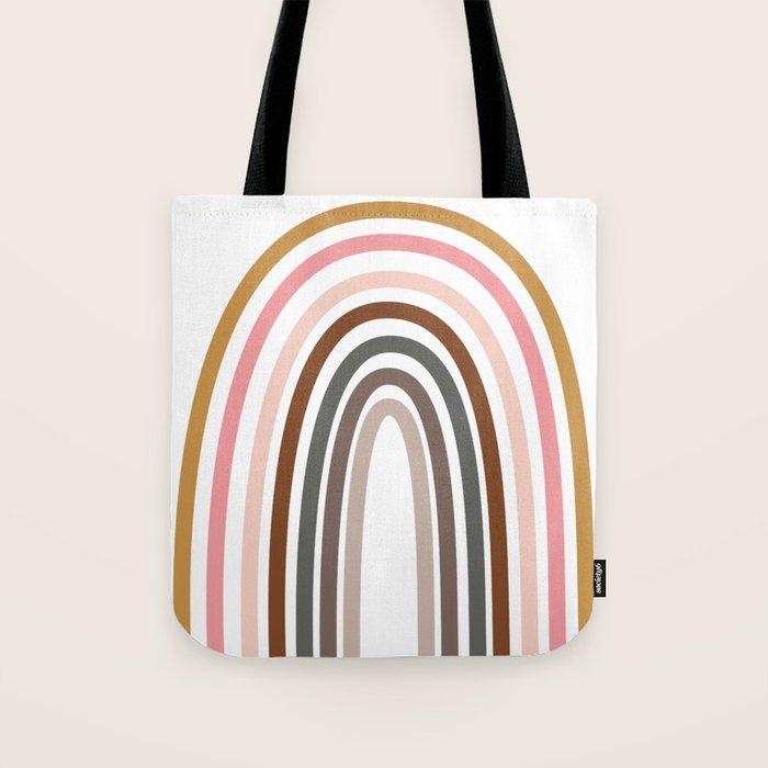 Whimsical Rainbow in Earthy Colors Tote Bag Gallery Image 1