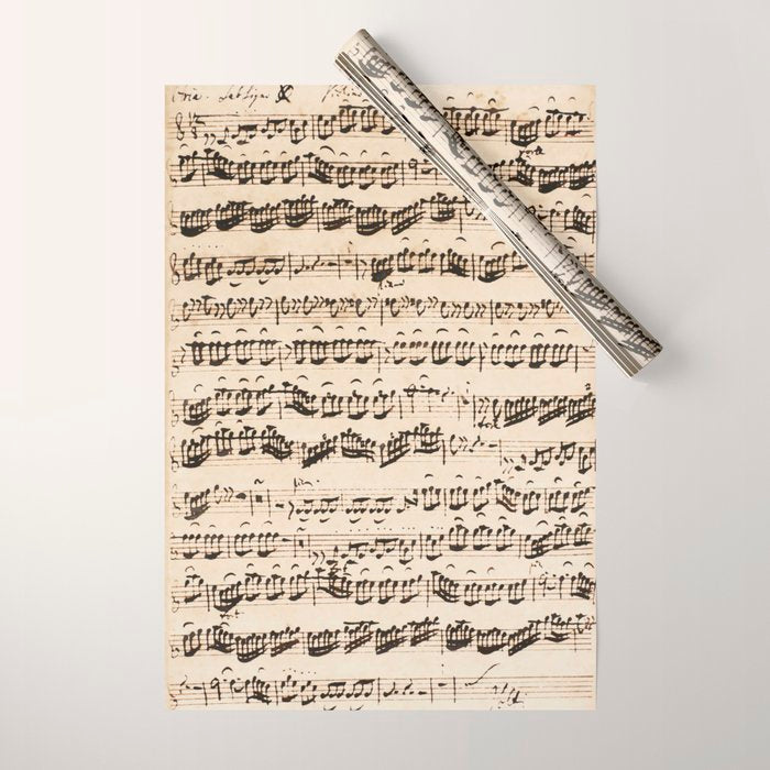Johann Sebastian Bach (1685 - 1750) original music sheet Wrapping Paper Gallery Image 1