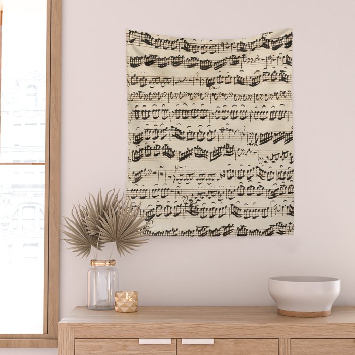 Johann Sebastian Bach (1685 - 1750) original music sheet Wall Tapestry Gallery Image 2