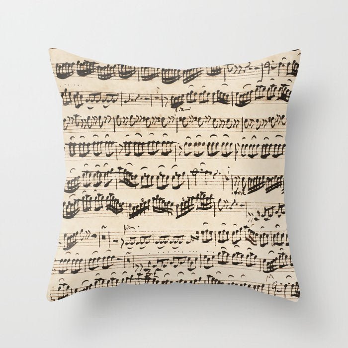 Johann Sebastian Bach (1685 - 1750) original music sheet Throw Pillow Gallery Image 6