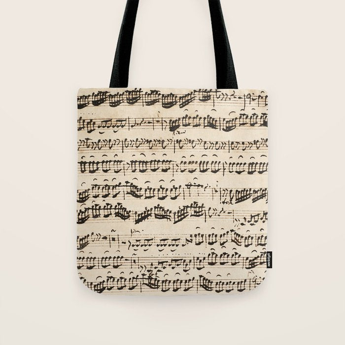 Johann Sebastian Bach (1685 - 1750) original music sheet Tote Bag Gallery Image 1