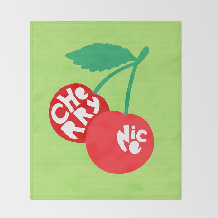 Big fruit Cherry duo with fun pun 'Cherry Nice'  Throw Blanket Gallery Image 2