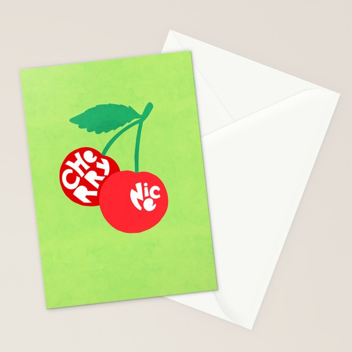 Big fruit Cherry duo with fun pun 'Cherry Nice'  Stationery Card Gallery Image 2