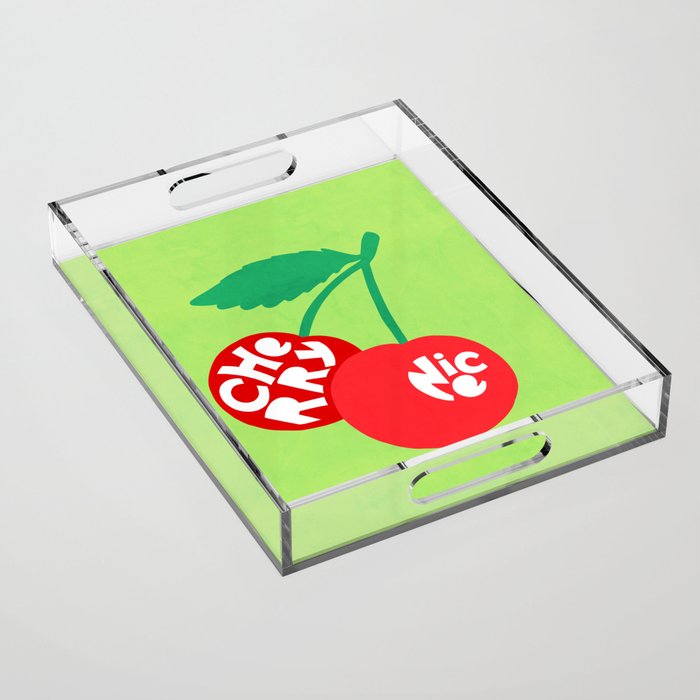 Big fruit Cherry duo with fun pun 'Cherry Nice'  Acrylic Tray Gallery Image 1