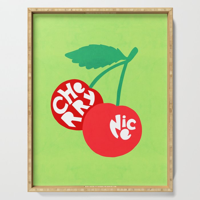 Big fruit Cherry duo with fun pun 'Cherry Nice'  Serving Tray Gallery Image 1