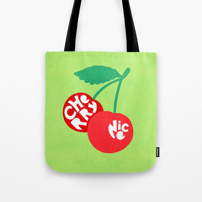 Big fruit Cherry duo with fun pun 'Cherry Nice'  Tote Bag Gallery Image 1