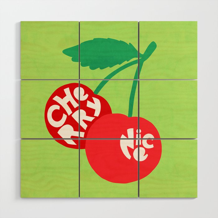 Big fruit Cherry duo with fun pun 'Cherry Nice'  Wood Wall Art Gallery Image 1