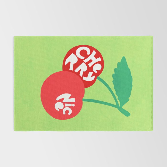 Big fruit Cherry duo with fun pun 'Cherry Nice'  Rug Gallery Image 2