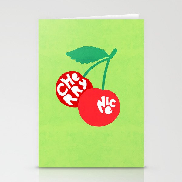 Big fruit Cherry duo with fun pun 'Cherry Nice'  Stationery Card Gallery Image 2