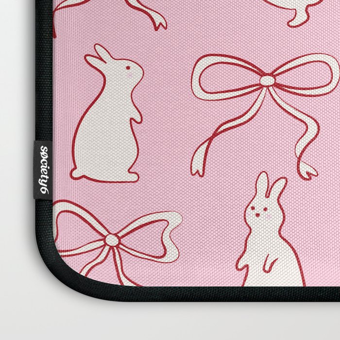 Ribbon Bows and Bunnies in Red, Pink and White Laptop Sleeve Gallery Image 3