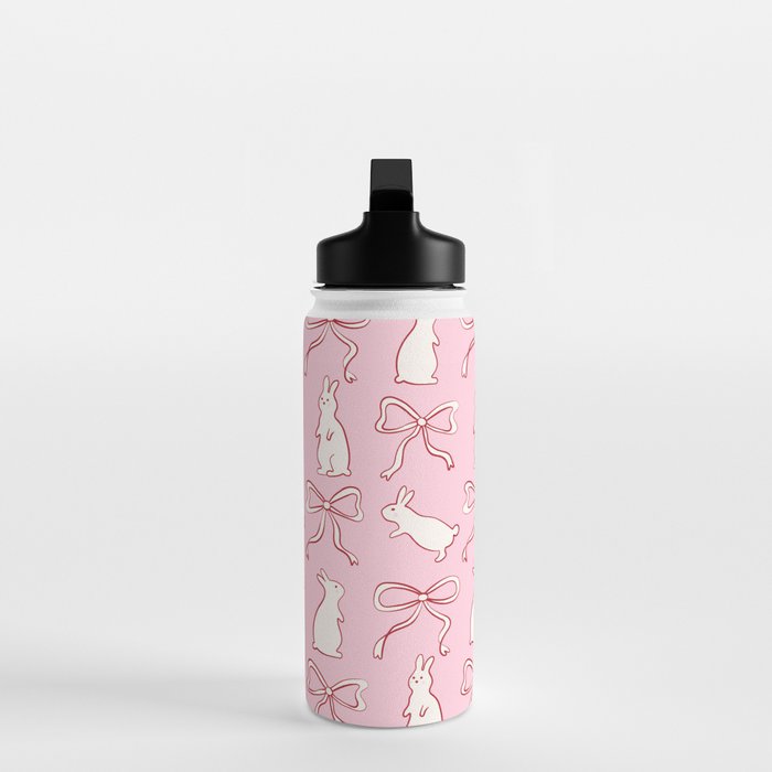 Ribbon Bows and Bunnies in Red, Pink and White Water Bottle Gallery Image 3