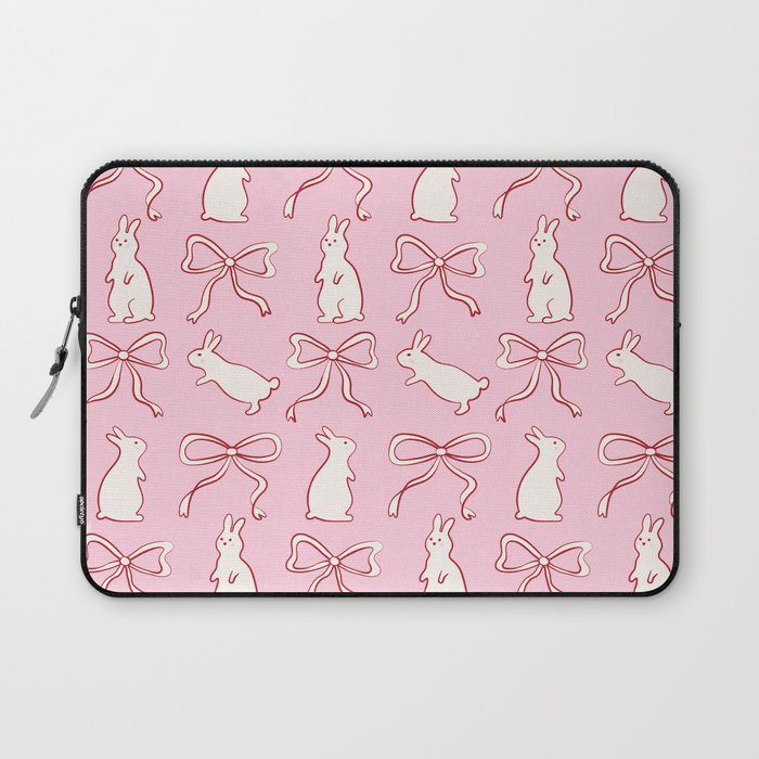 Ribbon Bows and Bunnies in Red, Pink and White Laptop Sleeve Gallery Image 1