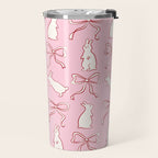 Ribbon Bows and Bunnies in Red, Pink and White Travel Mug Gallery Image 2