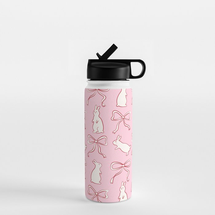 Ribbon Bows and Bunnies in Red, Pink and White Water Bottle Gallery Image 1