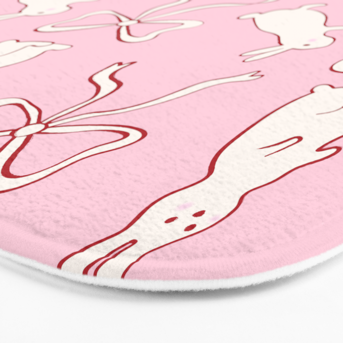 Ribbon Bows and Bunnies in Red, Pink and White Bath Mat Gallery Image 3