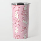 Ribbon Bows and Bunnies in Red, Pink and White Travel Mug Gallery Image 1