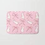Ribbon Bows and Bunnies in Red, Pink and White Bath Mat Gallery Image 1
