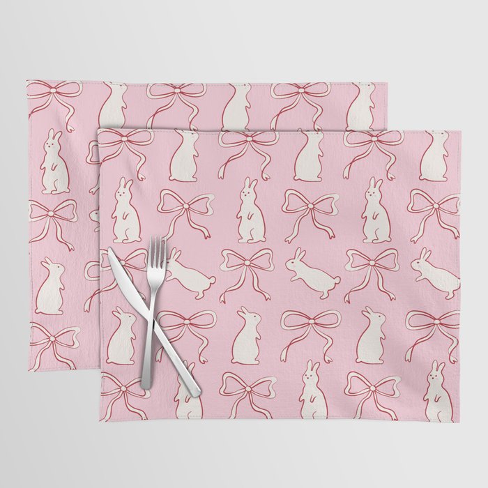 Ribbon Bows and Bunnies in Red, Pink and White Placemat Gallery Image 1