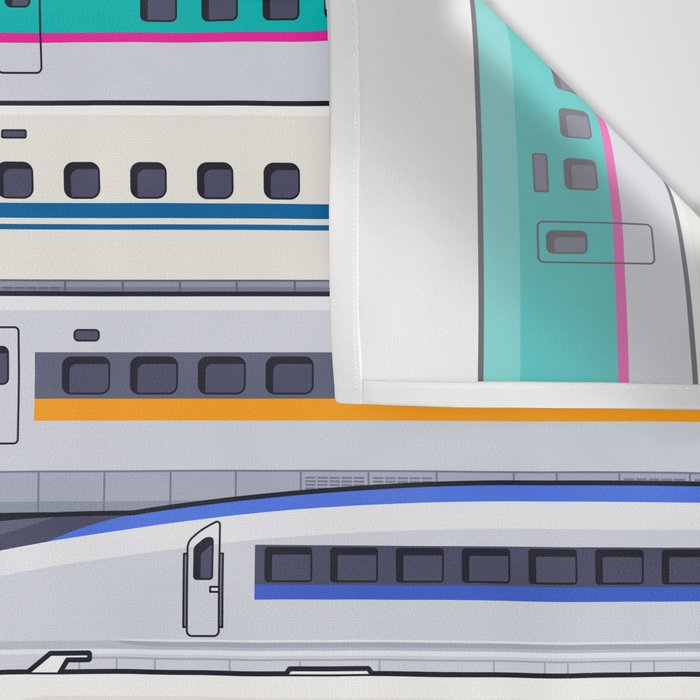Shinkansen Bullet Train Evolution - White Wall Tapestry Gallery Image 3