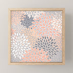 Flowers Abstract Print, Coral, Peach, Gray Mini Art Print Gallery Image 1