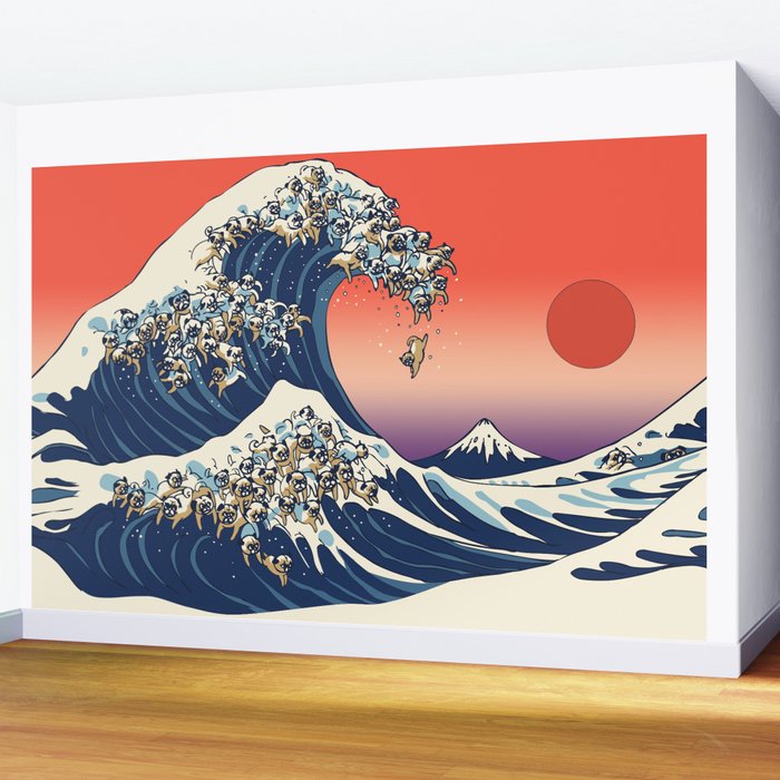 The Great Wave of Pug Wall Mural Gallery Image 2