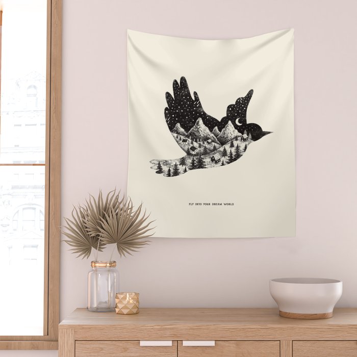 FLY INTO YOUR DREAM WORLD Wall Tapestry Gallery Image 2