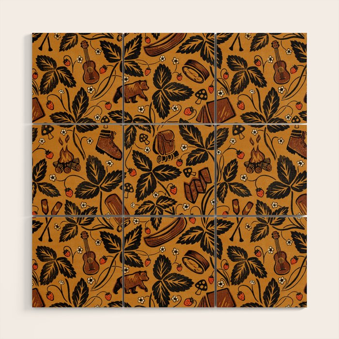 Summer Camping - Golden Wood Wall Art Gallery Image 1