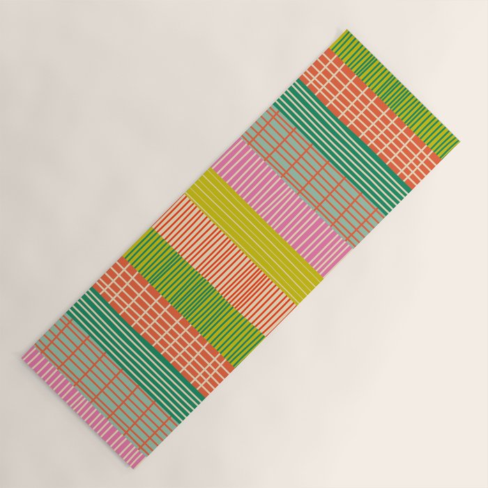 Finnish Colorful Patchwork Stripe Pattern Yoga Mat Gallery Image 1