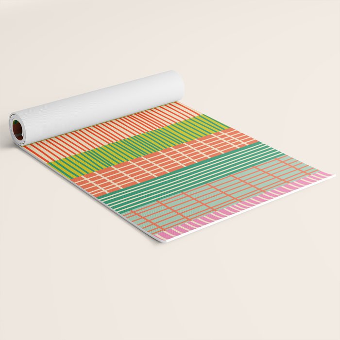 Finnish Colorful Patchwork Stripe Pattern Yoga Mat Gallery Image 2