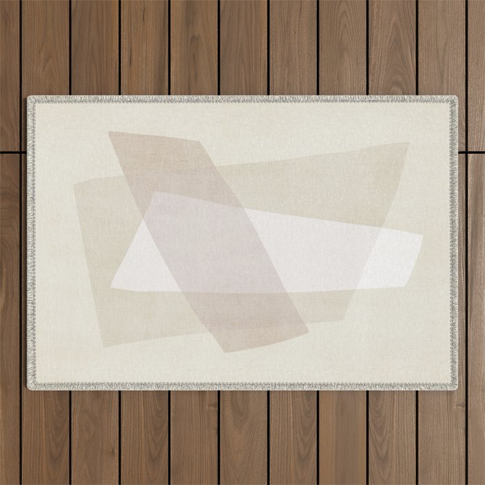 Modern Minimalism White Beige Modern Art Outdoor Rug Gallery Image 1