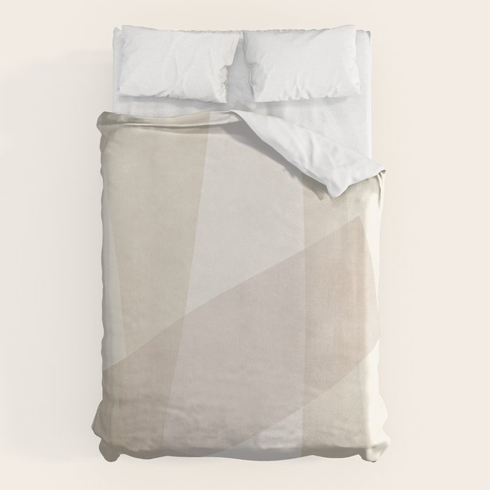 Modern Minimalism White Beige Modern Art Duvet Cover Gallery Image 1