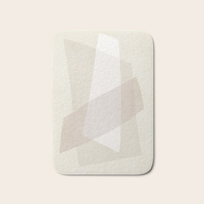 Modern Minimalism White Beige Modern Art Bath Mat Gallery Image 1