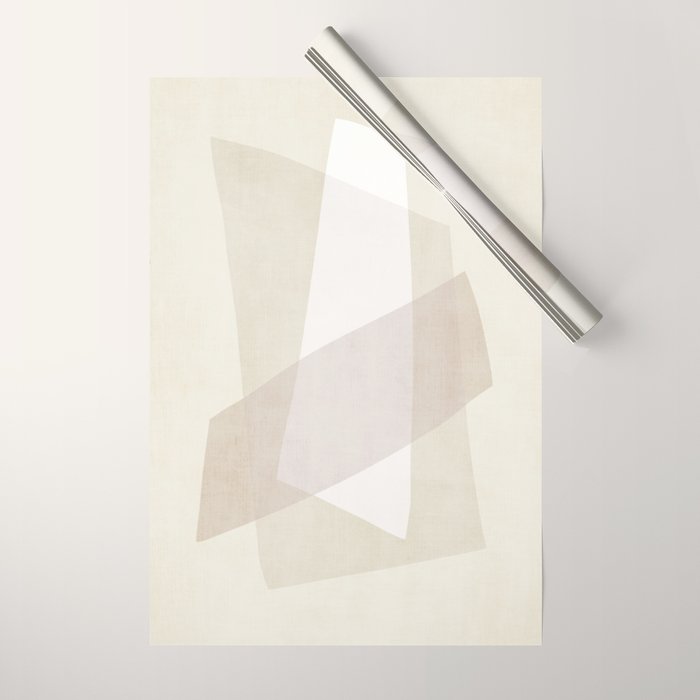 Modern Minimalism White Beige Modern Art Wrapping Paper Gallery Image 1