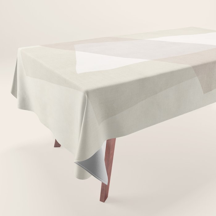 Modern Minimalism White Beige Modern Art Tablecloth Gallery Image 1
