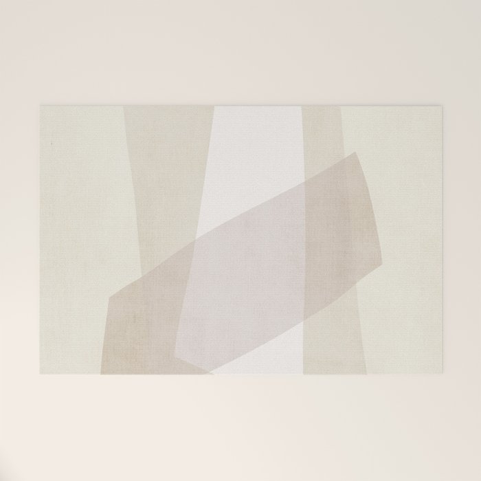 Modern Minimalism White Beige Modern Art Welcome Mat Gallery Image 1