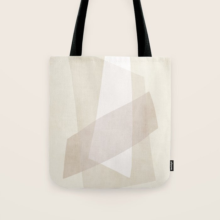 Modern Minimalism White Beige Modern Art Tote Bag Gallery Image 1