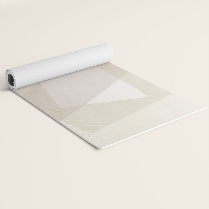 Modern Minimalism White Beige Modern Art Yoga Mat Gallery Image 2