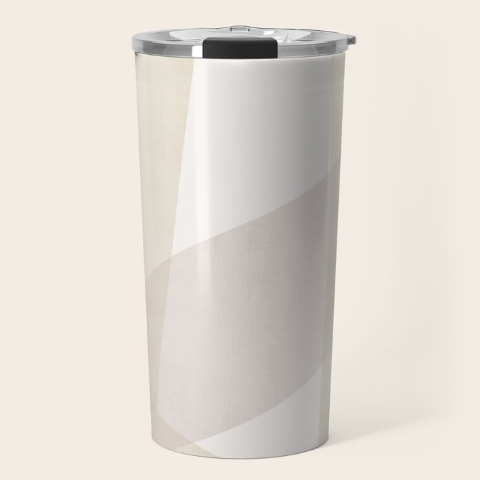 Modern Minimalism White Beige Modern Art Travel Mug Gallery Image 1
