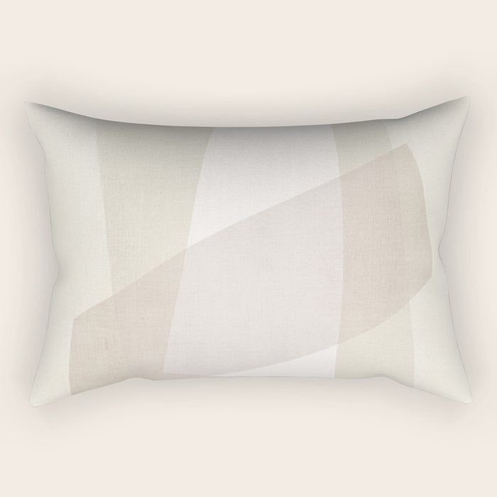 Modern Minimalism White Beige Modern Art Rectangular Pillow Gallery Image 1