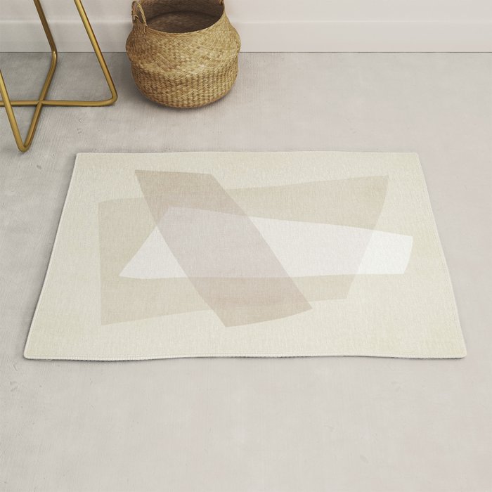 Modern Minimalism White Beige Modern Art Rug Gallery Image 1